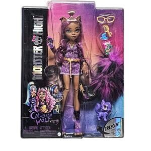Monster High Clawdeen Wolf Fashion Doll Pet Dog Crescent  Accessories NWT